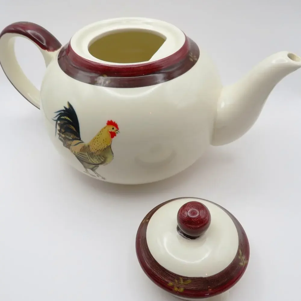 Creative Tops Old Farm House Rooster Chicken Ceramic Teapot Country Kitchen Lid
